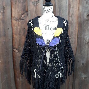 Felted black cape-felt wrap-pixie cape-Woodland costume-festive outfit-schrug-shawl-fairie forest-oak leaves-elf cape- cape