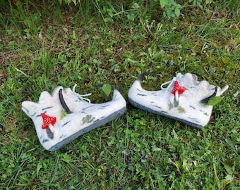 Felted Woodland Slippers: Birchtree Fairy Shoes, Cosplay Costume