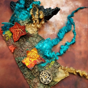 Pixie bracelet, Woodland Goddess Felted Bracelets, Arm Cuff wraps. Pixie Fairy, Festival clothes, OOAK,  Wearable Art, Ready to ship. FB009