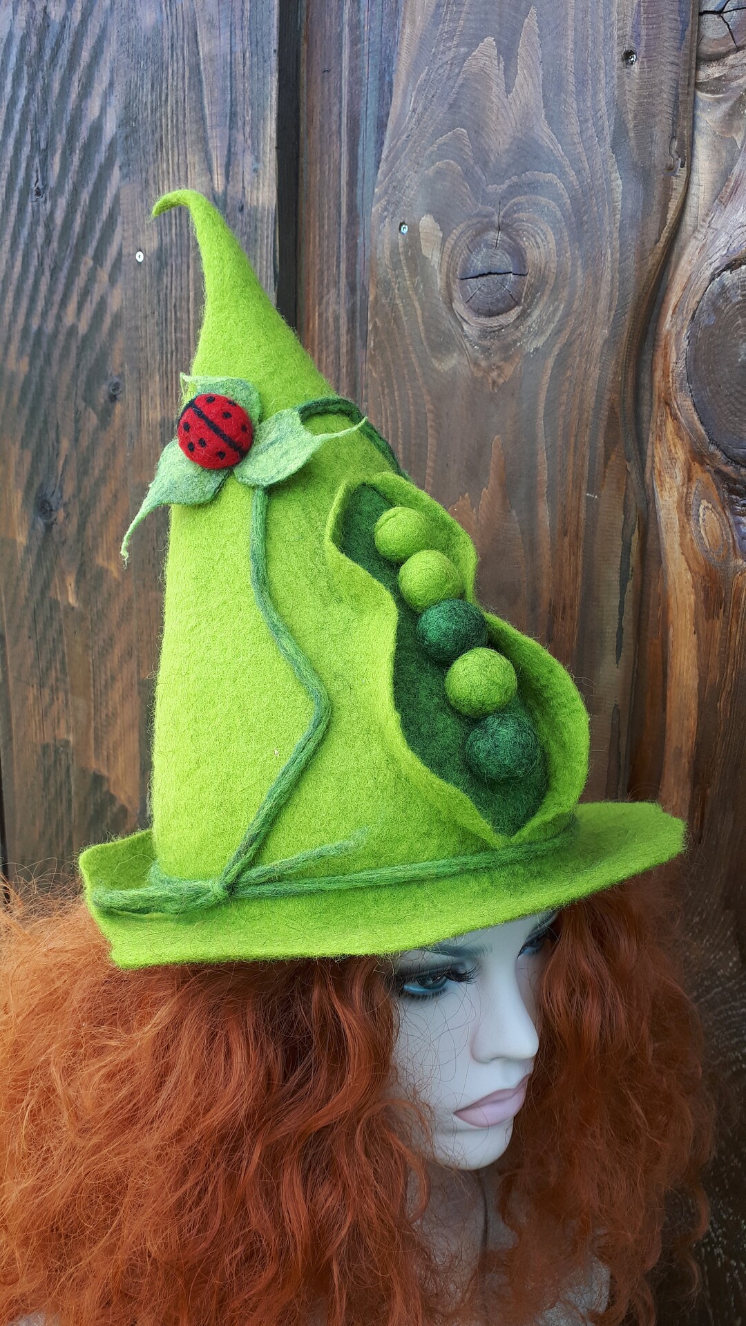Pixie Hat-witch Wizard Hat-green Pea Hat-pixie Cap-felt Hat