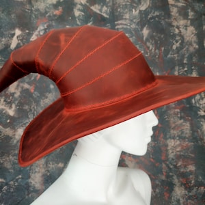 Leather Witch wizard hat, geniune leather, , Pixie, Halloween, Fairy, Woodland, Festival, cosplay, leather hat, Steampunk, troll, LARP,