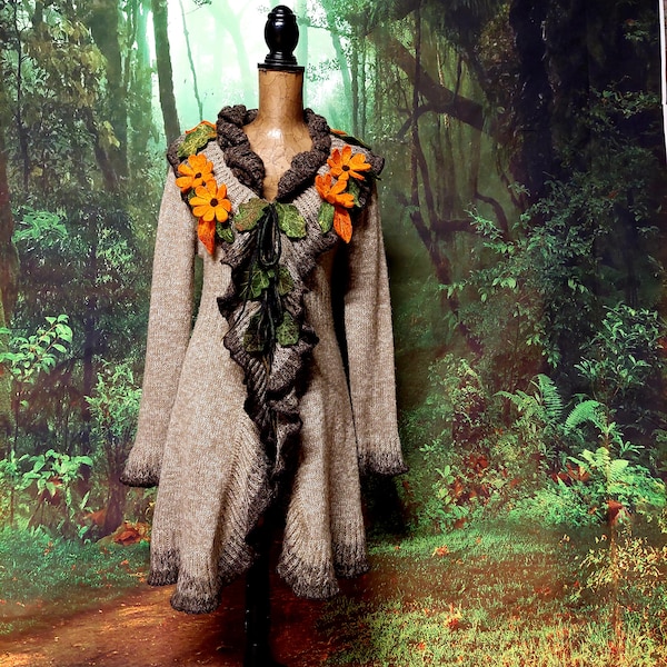 Tricoté et feutré Fairy Cape Pixie cardigan Elven cape, Forest top, Hippie capet, Festival Clothing, Capalette Poncho Shawl pixie coat