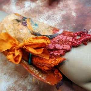 Pixie bracelet, Woodland Goddess Felted Bracelets, Arm Cuff wraps. Pixie Fairy, Festival clothes, OOAK,  Wearable Art, Ready to ship. FB020