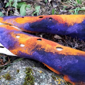 Purple Orange Cuffs- woodland cuffs- pixie gloves- Pixie Cuffs - gloves-elf - Faerie Cuffs - armwarmers-felted cuffs-OOAK multicolor cuffs