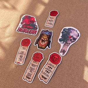 Vinylklistermärken av Grim dark W40 Space hammer of war, purity sigils, orks WAAAGH rymdsoldat marin, människoskapad, digital målning, NO-AI