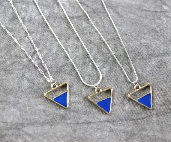 Blue triangle necklace store