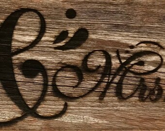 Récupération de gravure sur bois « Mr & Mrs » - 9 "x 3"