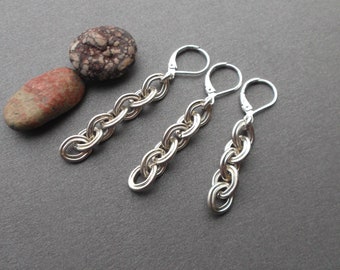 massive chain Silver Gothic Dangle Earrings Unisex