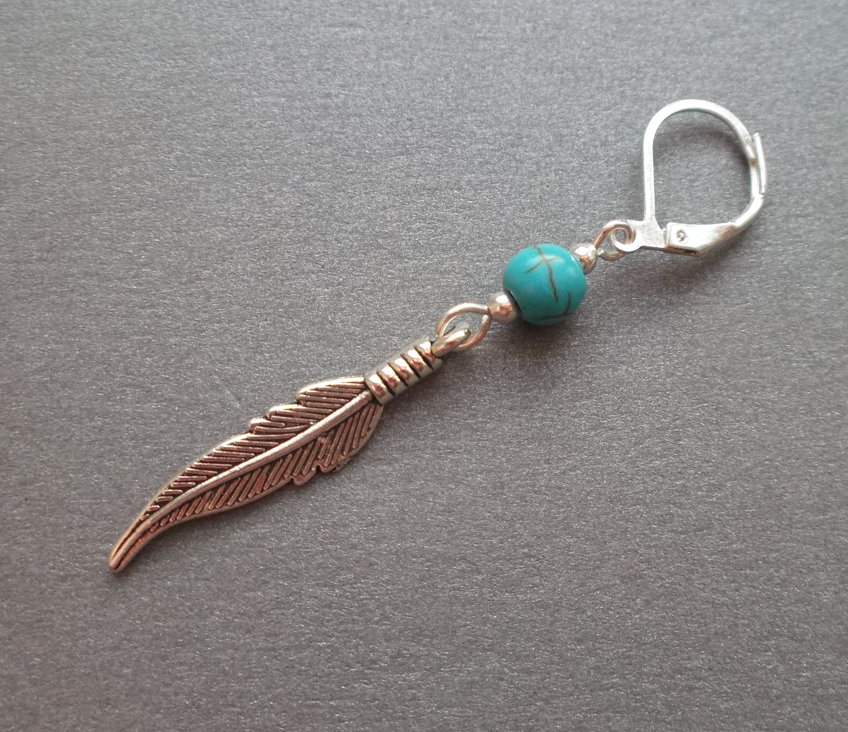 Orecchini in argento sterling e turchese TWO FEATHERS