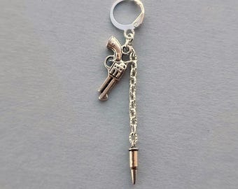 revolver and bullet earring unisex