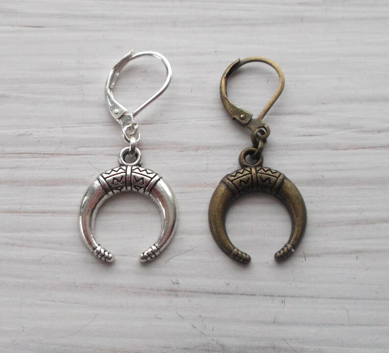 Mens Earrings Horn Crescent Moon Ox Horn One Male Earring Etsy