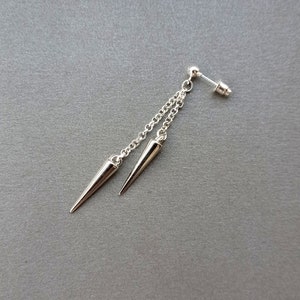 double spike earring stud earring silver spike men jewelry acrylic spike cone earring for men gift for men grunge spike dangle