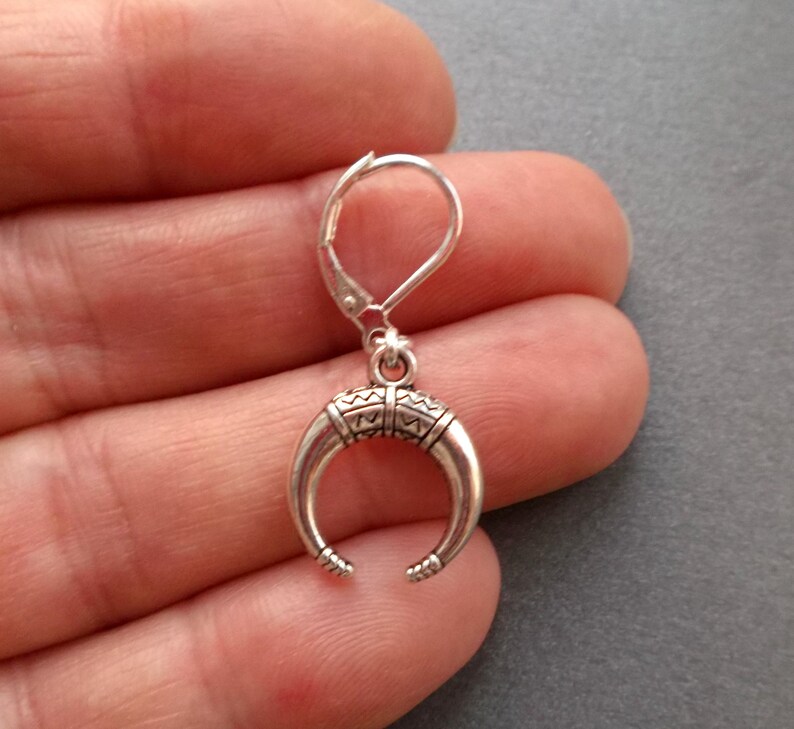 Mens Earrings Horn Crescent Moon Ox Horn One Male Earring Etsy