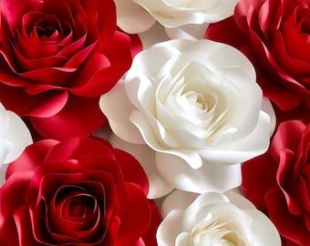 Paper Flower Rose Template: DIY Wall Decor (PNG, PDF)