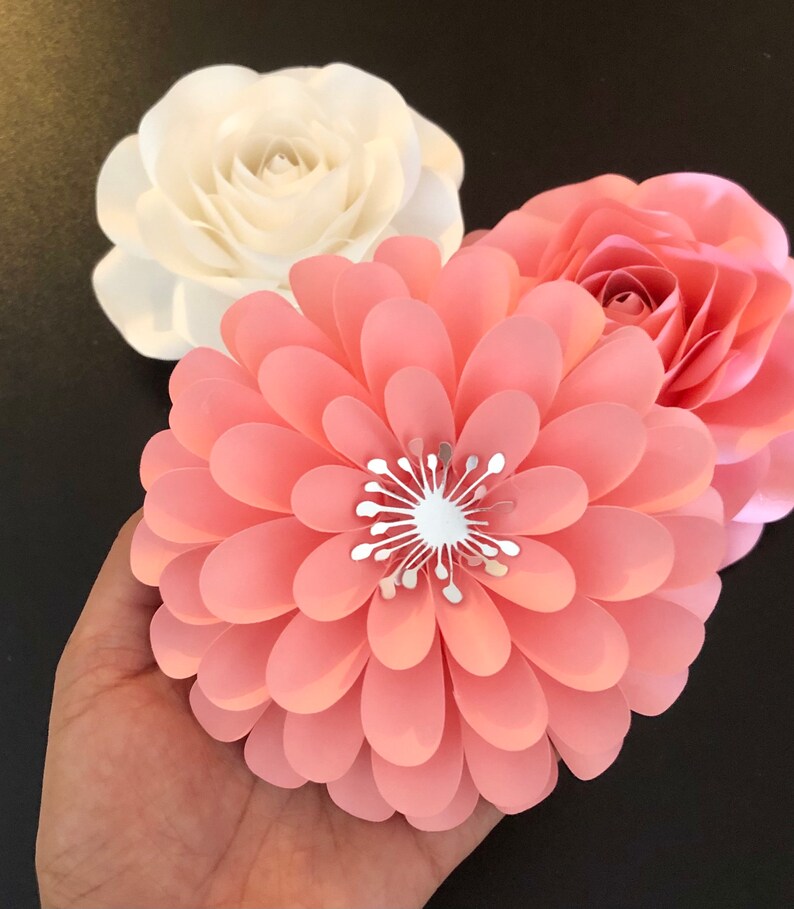 Paper Flowers Template Small Paper Flower Paper Rose Etsy