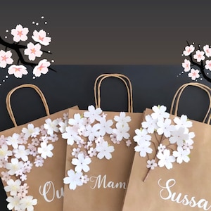 Modèle de fleurs en papier, fleur de cerisier, cadeau bricolage pour mariage, sacs cadeaux pour la mariée, PDF, SVG, PNG, fichier coupe Cricut, tutoriel vidéo