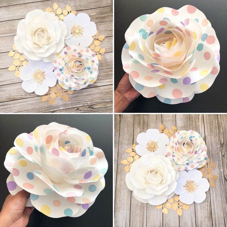 Large Paper Flowers PDF Printable TraceCut /& re-sizable PNG SVG Rose Paper Flower Template -Wedding Flower Wall Paper Flowers Template