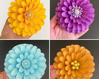 Dahlia Paper Flower Template: Re-sizable SVG/PNG/PDF File