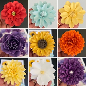 Papierblumen Vorlagen, Kleine Blumen, 9 SVG Vorlagen für Cricut & Silhouette Cameo, Schattenbox Blumen, Sonnenblumen, Video Tutorials
