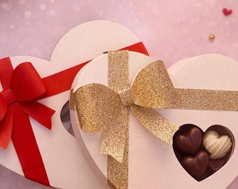 Heart Gift Box SVG, Bow Template, Bridesmaid Proposal (PDF & SVG Files)