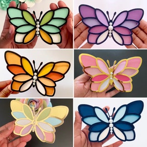 Fichier de coupe PNG SVG papillon pour camée Cricut & Silhouette, fête à thème d'anniversaire papillon, pochoir papillon pour une décoration de fête, boîte d'ombre image 1