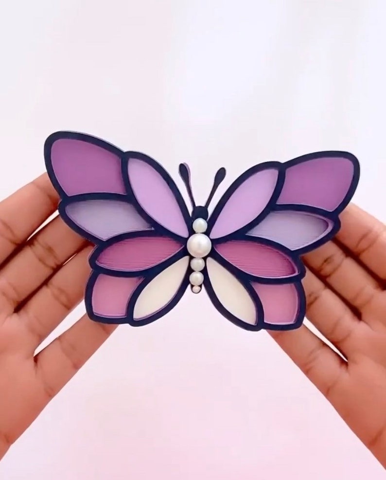 Fichier de coupe PNG SVG papillon pour camée Cricut & Silhouette, fête à thème d'anniversaire papillon, pochoir papillon pour une décoration de fête, boîte d'ombre image 2