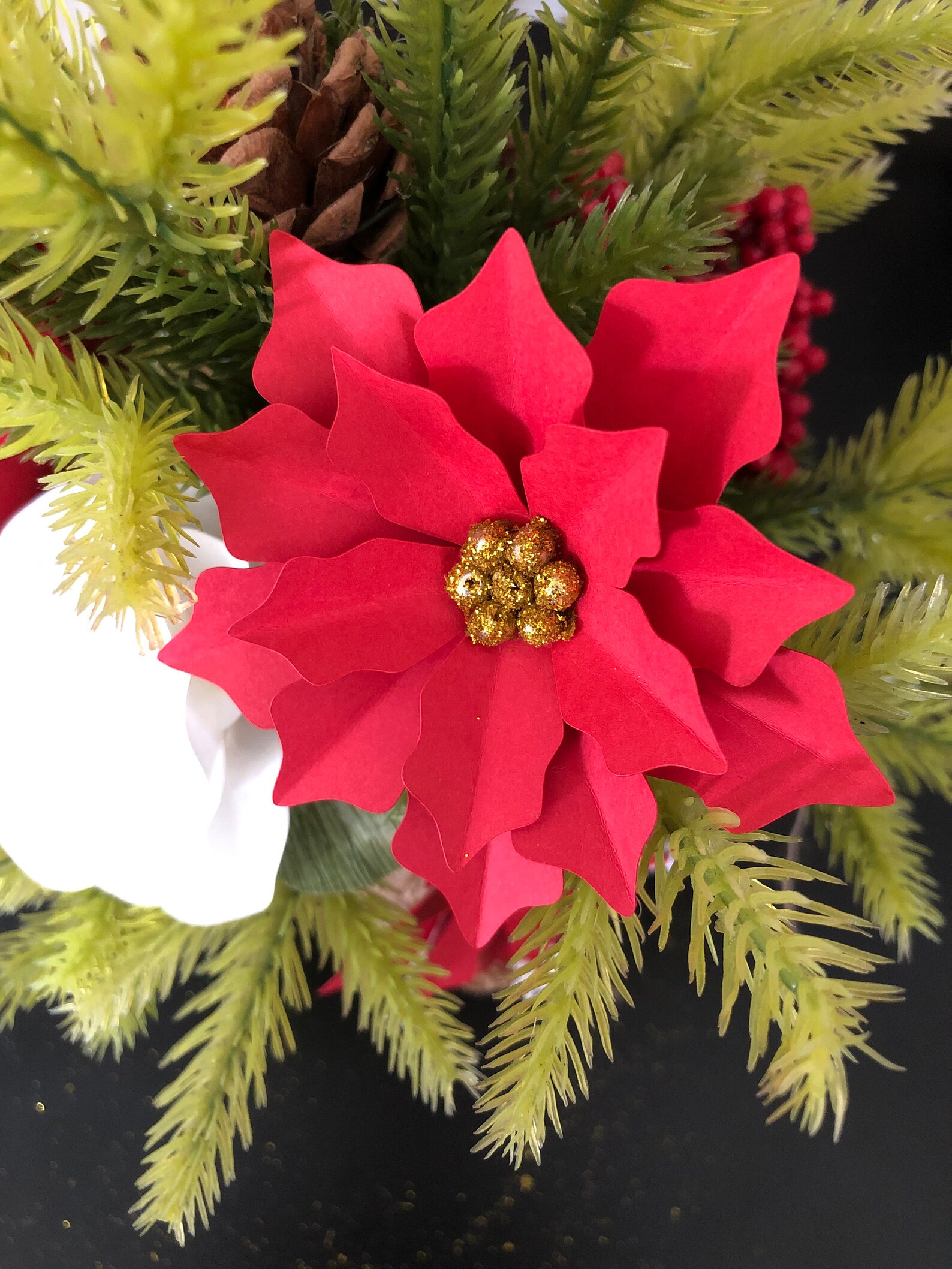 Paper Flowers Poinsettia Template Christmas Tree Decor DIY