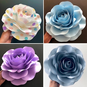 Paper Flowers Template, Large Paper Flowers, Rose Paper Flower Template -Wedding Flower Wall, SVG, PNG, PDF Printable Trace/Cut & re-sizable
