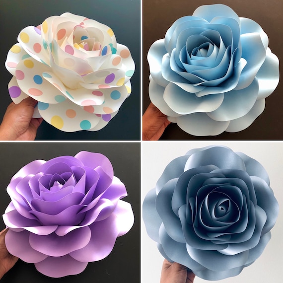 Paper Flowers Template Large Paper Flowers Rose Paper Flower - Etsy