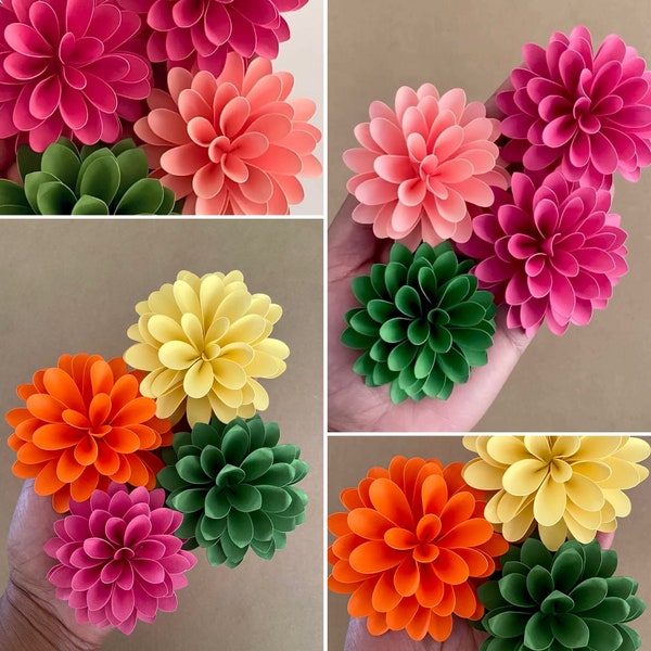 Paper Flower Template, Dahlia Flowers, PDf, SVG, Studio3, PNG Cut Files for Cricut & Silhouette Cameo, Shadow Box Flowers, Video Tutorials