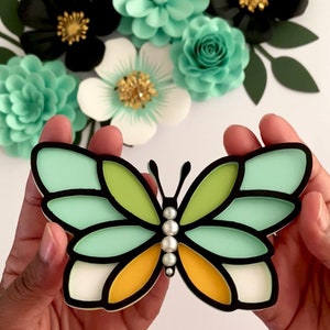 Fichier de coupe PNG SVG papillon pour camée Cricut & Silhouette, fête à thème d'anniversaire papillon, pochoir papillon pour une décoration de fête, boîte d'ombre image 4
