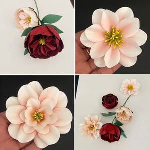 Paper Flower templates, 4 Flower Styles, DIY Crafting, Peony SVG, Shadow Box flowers, SVG cut file for Cricut & Silhouette cameo