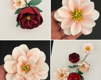 Paper Flower Templates: Peony, Rose SVG Cut Files (Digital Download)