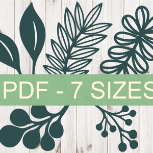 Paper Flower Leaf Templates, 7 Sizes each leaf, PDF Leaf Stencil for Paper Flowers, Trace & Cut File - Large and Small Paper Flower Leaves