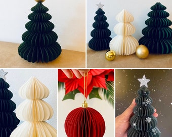 Paper Christmas Tree, Festive Modern Xmas 3D Tree and Ornament Tutorials, SVG Xmas Tree, DIY Christmas Party Décor, Christmas Centerpiece