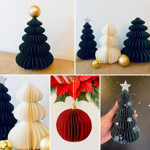 Paper Christmas Tree, Festive Modern Xmas 3D Tree and Ornament Tutorials, SVG Xmas Tree, DIY Christmas Party Décor, Christmas Centerpiece