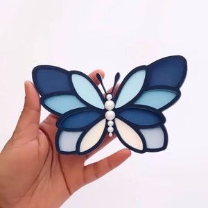 Fichier de coupe PNG SVG papillon pour camée Cricut & Silhouette, fête à thème d'anniversaire papillon, pochoir papillon pour une décoration de fête, boîte d'ombre image 3