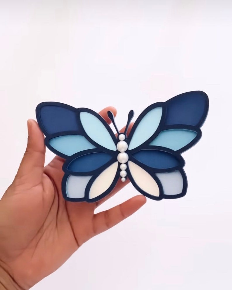 Fichier de coupe PNG SVG papillon pour camée Cricut & Silhouette, fête à thème d'anniversaire papillon, pochoir papillon pour une décoration de fête, boîte d'ombre image 3