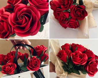 Paper Rose Template: Mini Rose Bouquet, SVG, PDF, PNG (Cricut & Silhouette) Valentines Day, Birthday