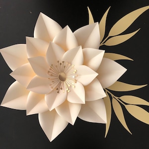 Modelo de flor de papel em PDF com base - Flor de papel faça você mesmo para decoração de eventos e casamentos - Arquivos de corte e rastreamento para impressão Decoração de casa feita à mão