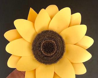 Modèle de fleur en papier tournesol : grande fleur murale SVG, PNG, PDF