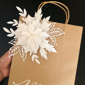 Modello di stella di Natale con fiori di carta, decorazioni per l'albero di Natale, regalo fai da te per le feste, PDF ridimensionabile SVG, PNG Cricut Silhouette, auguri di buone feste