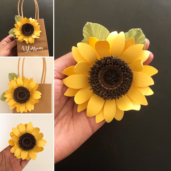 Sunflower Paper Flower Template, Small Flowers for DIY projects, PDf and re-sizable SVG, PNG, Cricut Silhouette, Sunflower birthday theme