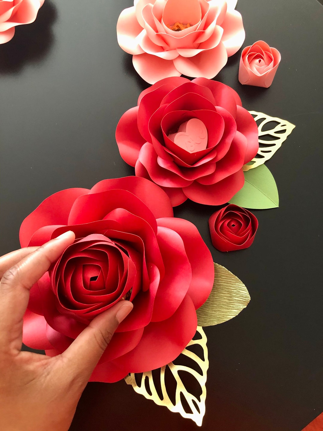 Paper Flower Template Paper Rose Flower Valentines Gift DIY Wedding Paper Flower Template Paper Rose Flower Valentines Gift DIY Wedding
