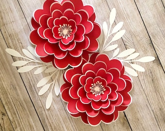 Paper Flowers Template, Large Paper flowers, Wedding, Home, Valentines Décor - DIY Paper Flower Flower Wall, SVG PNG re-sizable Template