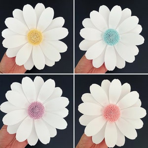 Paper Flower Template, Large Daisy Flower for Wall Décor - Video Tutorial, Re-sizable SVG, PNG & Studio3 cut files for Cricut and Silhouette