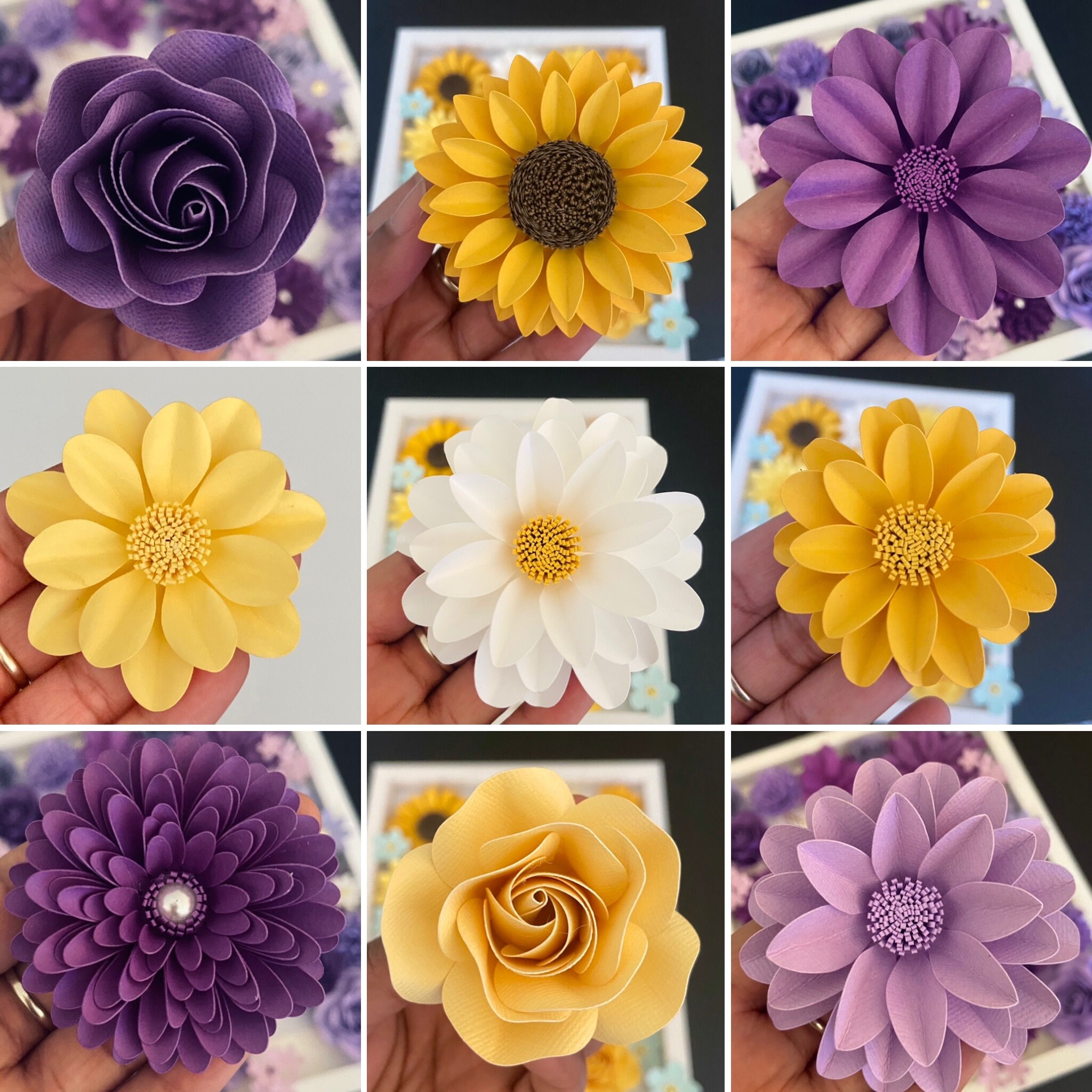PURPLE PAPER FLOWERS Decorations for Wall, Wedding, Bridal Shower