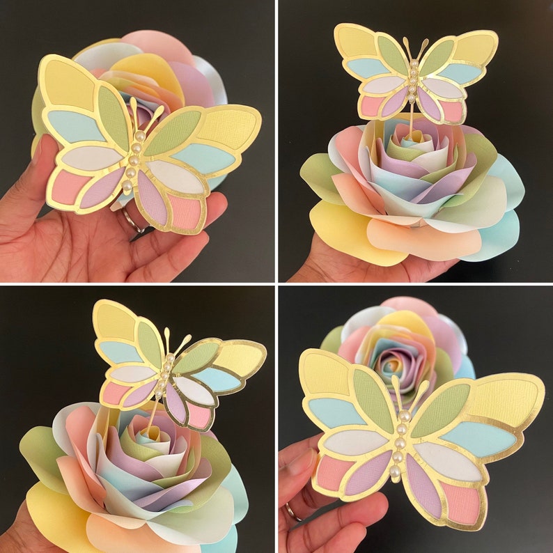 Fichier de coupe PNG SVG papillon pour camée Cricut & Silhouette, fête à thème d'anniversaire papillon, pochoir papillon pour une décoration de fête, boîte d'ombre image 8