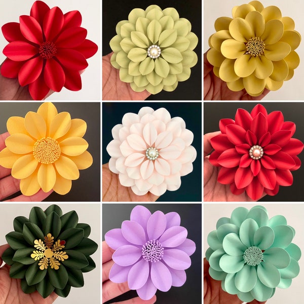 Paper Flower Template, Small Paper Flower, Re-sizable SVG, PNG, Studio file, Nursery Paper Flowers, Wedding and Home Décor DIY, Shadow Box