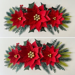 Modello di fiori di carta per stelle di Natale, decorazioni per alberi di Natale, fai da te per Natale, SVG ridimensionabile, file Studio per Cricut Silhouette, auguri di buone feste